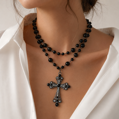 Seraphina Pearl Cross Necklace